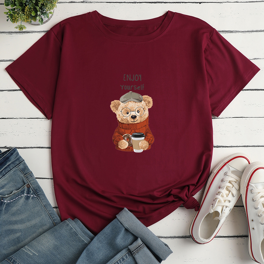 Bear Print Loose short sleeve T-Shirt multicolors NSYAY129961