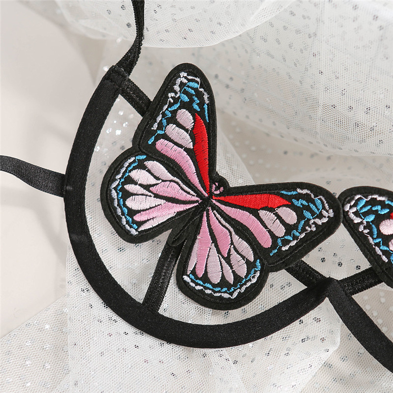 hollow butterfly hanging neck high waist underwear set NSLTS126144