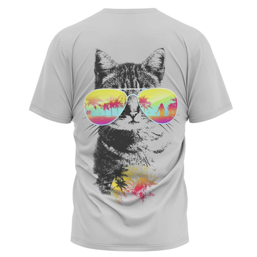 plus size cat printed loose round neck short sleeve T-shirt NSLBT131248