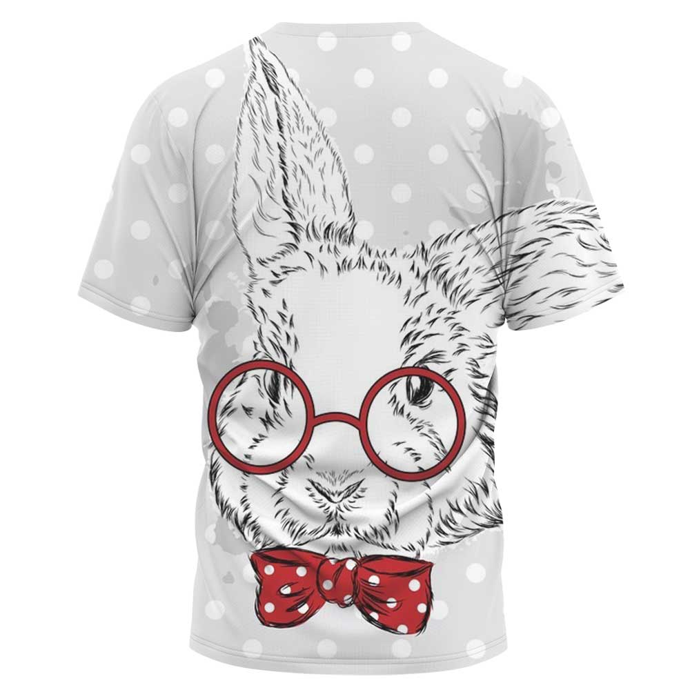 Camiseta de cuello redondo y manga corta con estampado de conejo de talla grande NSLBT131244
