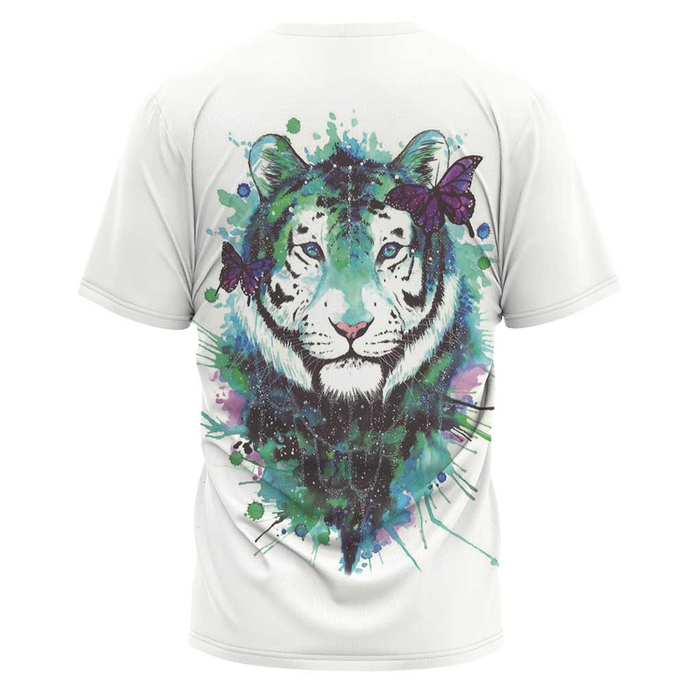 plus size tiger Print short sleeve round neck T-Shirt NSLBT131243