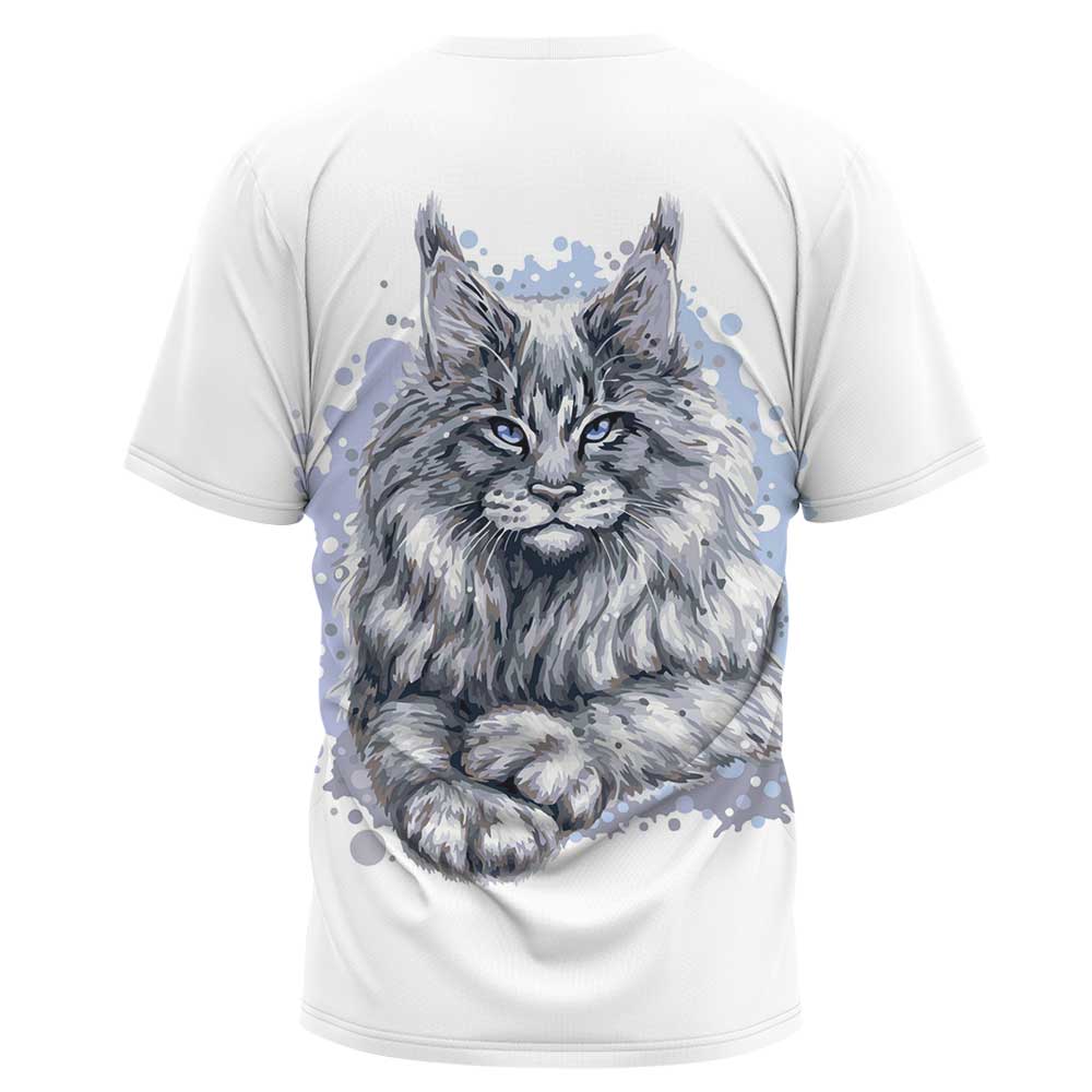 Camiseta holgada de manga corta con cuello redondo y estampado de gato de talla grande NSLBT131240