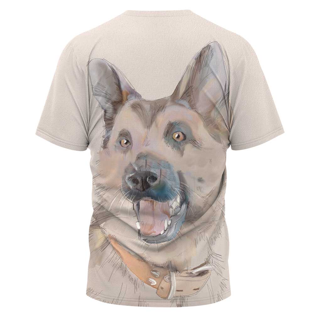 plus size dog Print Crew Neck loose T-Shirt NSLBT131224