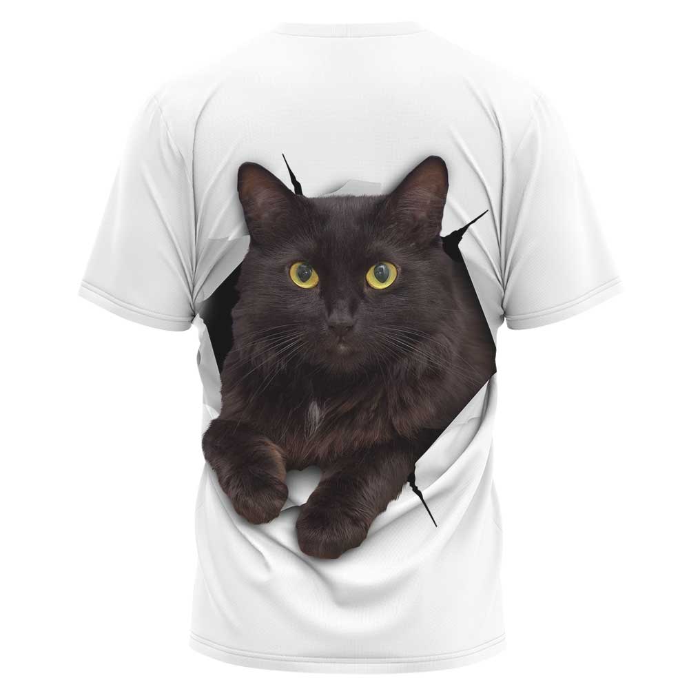plus size kitty print Round Neck loose short sleeve T-Shirt NSLBT130217