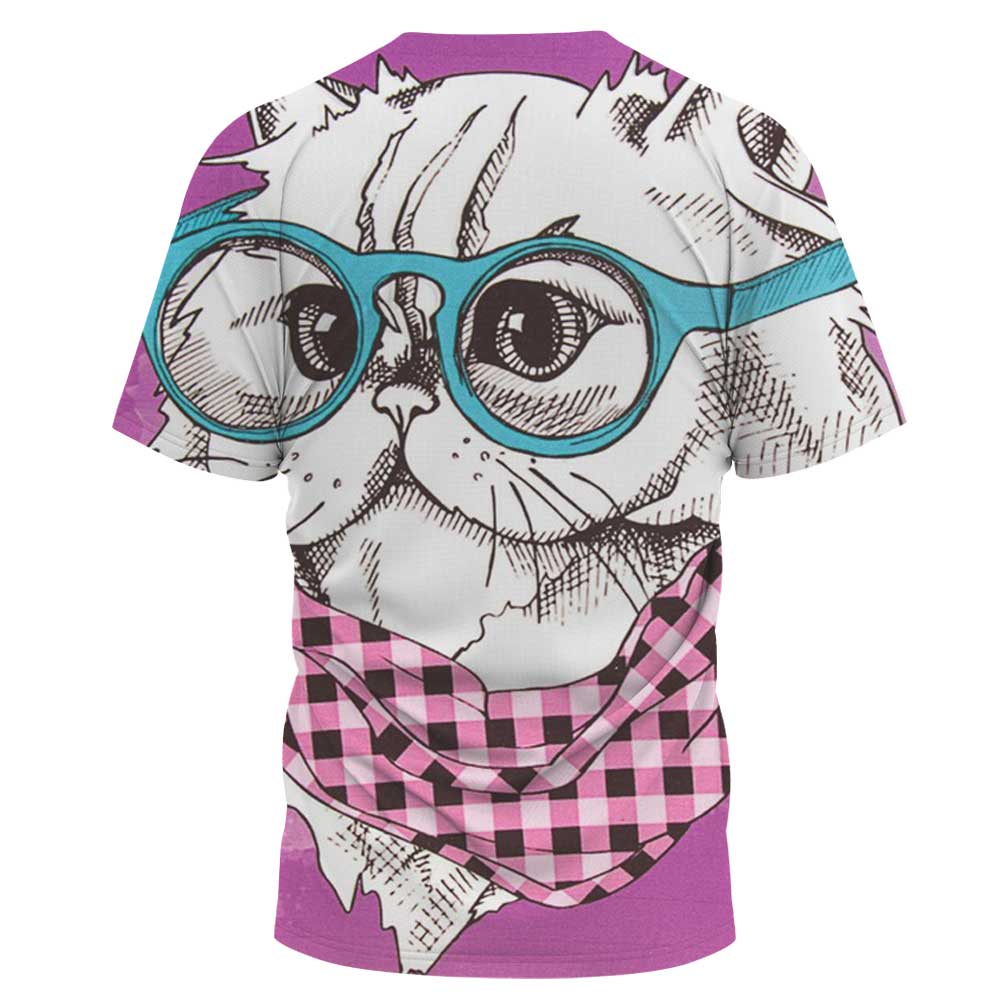 plus size cat print Fashion Crew Neck short sleeve T-Shirt NSLBT130215
