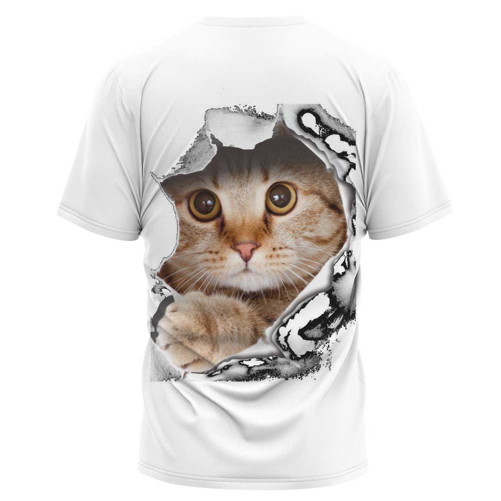 Camiseta holgada de manga corta con cuello redondo y estampado de gatos de talla grande NSLBT130214