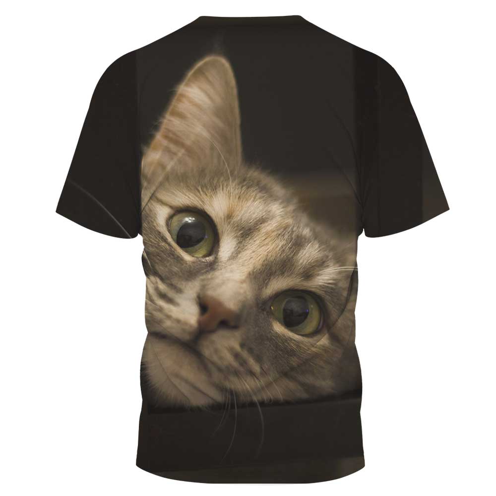 plus size kitty Print casual round neck T-Shirt NSLBT130213