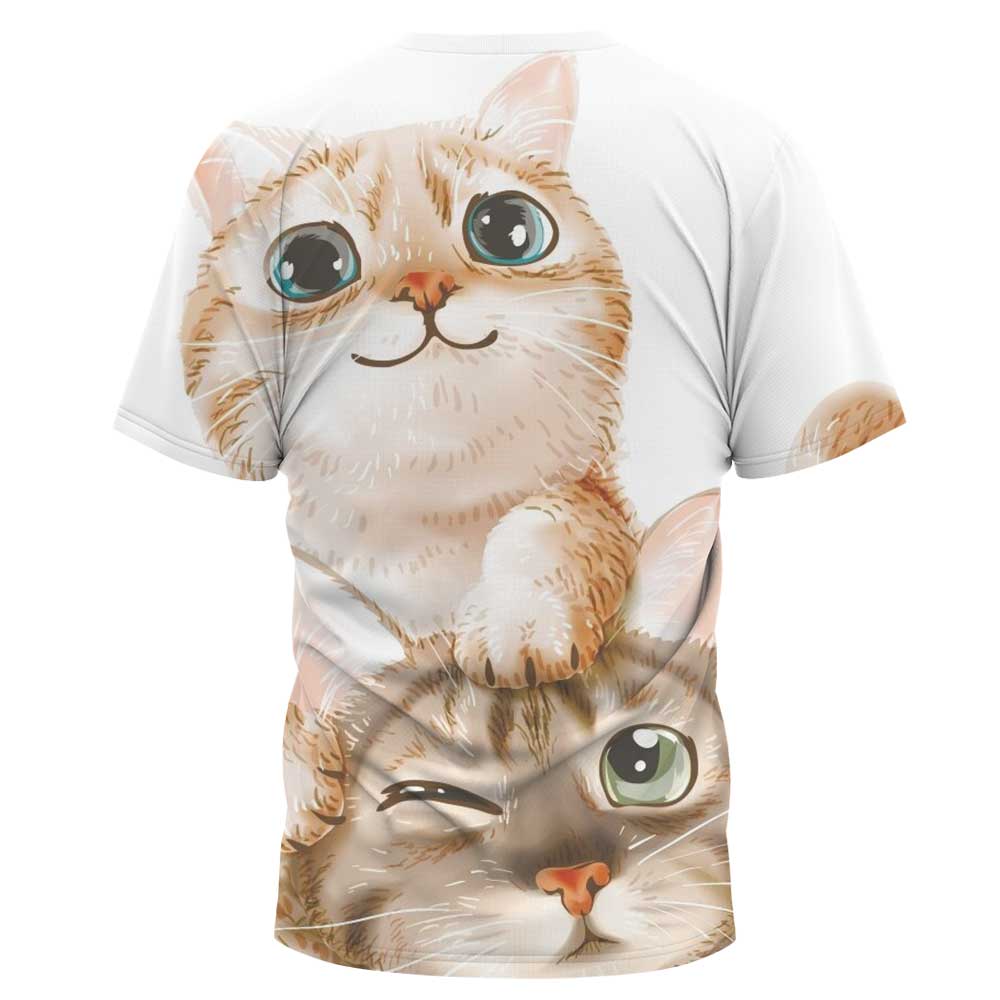 plus size cute Cat Print Crew Neck loose T-Shirt NSLBT130612