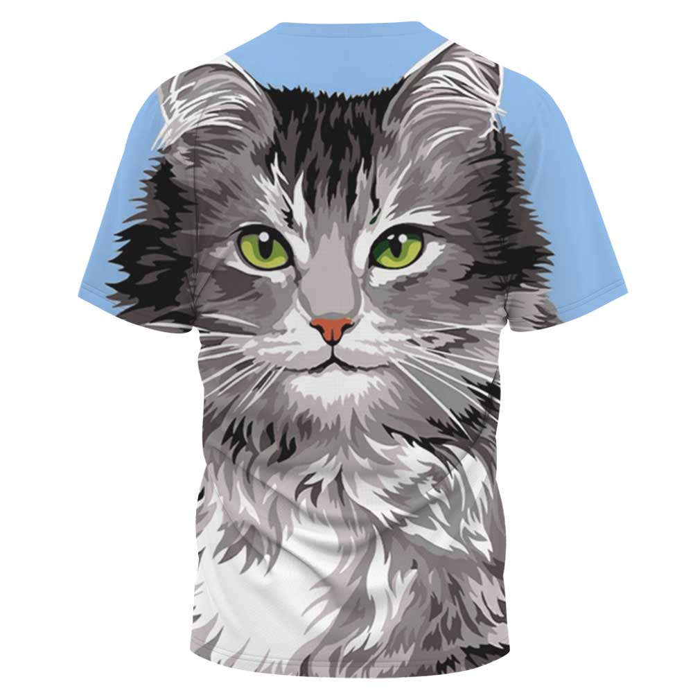 plus size kitty Print loose round neck T-Shirt NSLBT130602