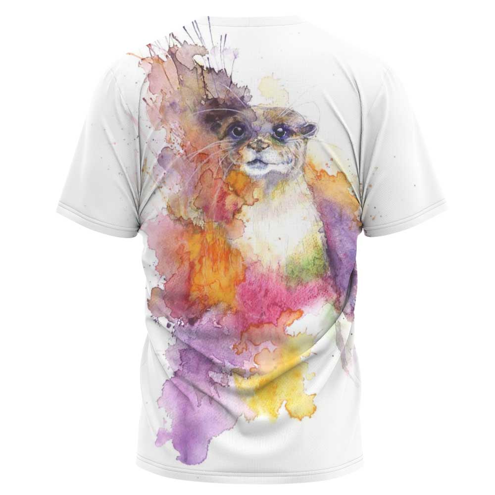 camiseta de manga corta con cuello redondo y estampado de gatitos de talla grande NSLBT130596